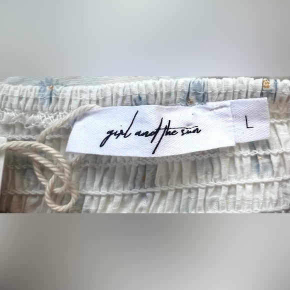 Girl And The Sun Lucia White Blue Flowered Smocked Mini Dress New With Tags - Picture 10 of 16